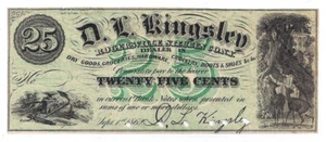 1862 D.L. Kingsley, Rogersville, Steuben Co., NY - 25 Cent Obsolete Note - Picture 1 of 2