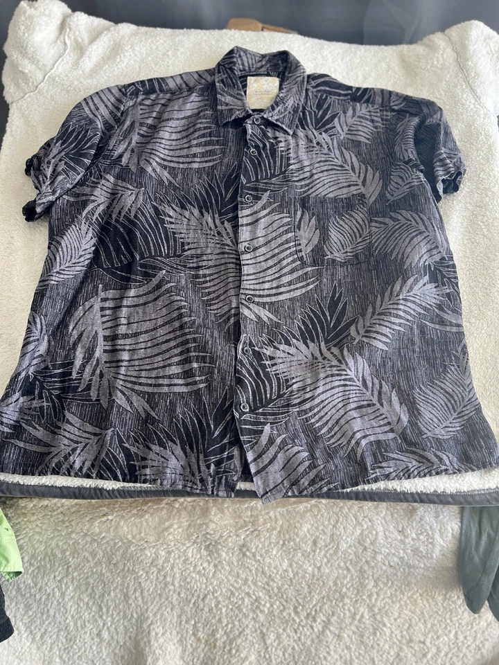 Tasso Elba Island shirt Men’s silk linen Hawaiian XXL Blue Print camp lounge - Image 1 of 4