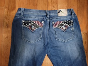 american flag stretch washed bootcut jeans