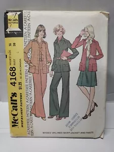 McCalls Sewing Pattern #4168 Size 16 Misses Shirt-Jacket & Pants -Cut Complete- - Picture 1 of 5