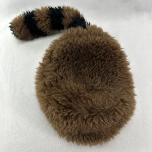 Faux Fur Raccoon Cap Faux Fur Tail for Kids 0-12 M Soft Plush Gymboree Hat - Picture 1 of 3