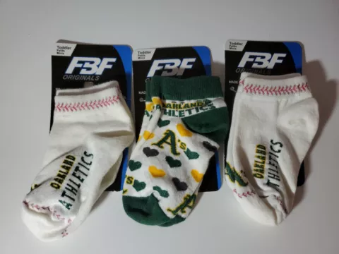 3 PAIR MLB Oakland Athletics A's Socks Size TODDLER 3-8 NEW Cover