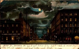 UDB POSTAL - MARKET STREET AT NIGHT, HARRISBURG, PA BK59 - Imagen 1 de 2