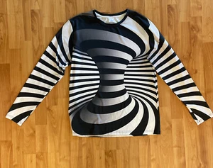 Long Sleeve Black And White Graphic T Shirt Novelty Print Mens size L Sa Shine - Picture 1 of 7