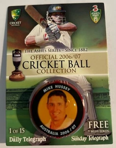 MIKE HUSSEY … 2006/07 Miniature Cricket Ball Collection ... Ashes Series. - Picture 1 of 2