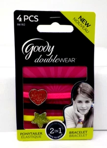 Goody Double Wear 2 in 1 Ponytailer/Bracelet Heart & Star  4 Pieces **New** - Picture 1 of 2