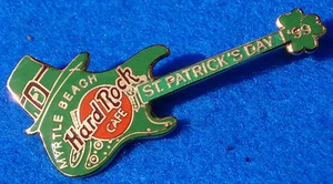 MYRTLE BEACH ST PATRICK'S DAY SHAMROCK FENDER STRAT GUITAR 99 Hard Rock Cafe PIN - Picture 1 of 1