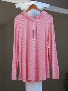 WORKSHOP REBUBLIC Coral White Striped Hooded Sweatshirt Top Size 2X NWT $58 - Picture 1 of 2