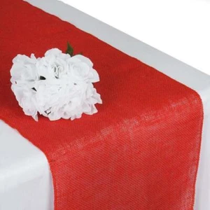 Red BURLAP TABLE RUNNER 14x108" Rustic Primitive Wedding Party Catering Linens - Picture 1 of 5