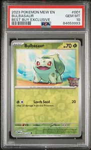 Bulbasaur 2023 Pokemon Scarlet & Violet 151 001/165 Best Buy Promo PSA 10 - Picture 1 of 3