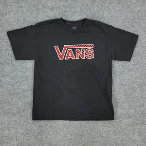 Vans Shirt Boy's Medium Black Off The Wall Logo Graphic Crew Neck Short Sleeve - Picture 1 of 12