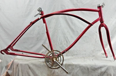 Cuadro de bicicleta Murray Triple Top Cruiser 1965 grande 18,5" rojo acero hecho en EE. UU. XX Foto 1 de 4