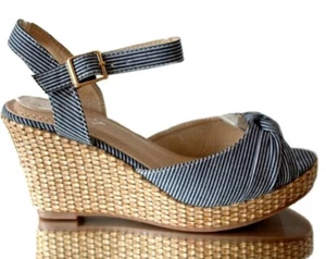 Sandalen Sandaletten Wedge Keilabsatz Riemen Plateau Schwarz 39 Marine NEU - Bild 1 von 4