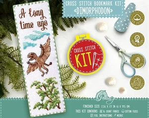 Jurassic Period Cross Stitch Kit 'Dimorphodon' Dinosaur Bookmark Embroidery Kit - Picture 1 of 7