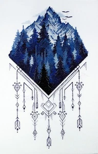 Kit de punto de cruz Abris Art Silver Land, kit de punta de aguja, hágalo usted mismo paisaje forestal - Imagen 1 de 7