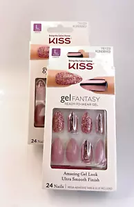 LOTTO DI 2 -Kiss Gel Fantasy Gel Unghie Lunghe Pronte all'uso -KGN08W03 #76123 - Foto 1 di 4