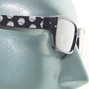 Reading Glasses Baseball Fan Sports Ball Classic Black Frame +2.00 Lens Strength - Picture 1 of 4