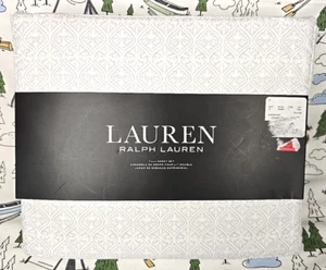 RALPH LAUREN Full Bed Blue/White Paisley 4 piece Sheet Set Cotton Floral NWT - Picture 1 of 7