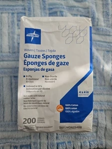 Medline 4 x 4 Zoll Mullschwämme, 8-lagig gewebt unsteril, 200 Stück VERSIEGELT - Bild 1 von 6
