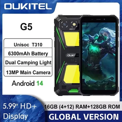 Oukitel G5 Rugged Phone 6" Dual Camping Lights 16GB+128GB 6300mAh Global - Image 1 of 4