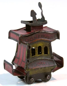 1920s TOONERVILLE TROLLEY TIN LITHOGRAPH PENNY TOY - MINIATURE TIN LITHO TROLLEY - Imagen 1 de 6