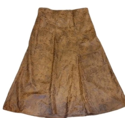 Falda Vaquera Midi Talla 10 Imitación Cuero Burnout Paisley Floral Festival Occidental  Foto 1 de 4