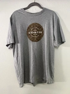 Coach Signature Print grau T-Shirt Haus Leder New York Designer Herren Large - Bild 1 von 7