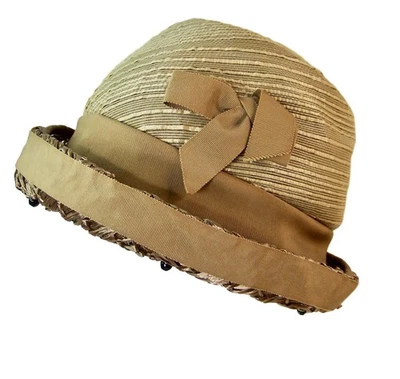 老式帽子草米色 MCM 20 年代 30 年代风格夏季复活节服装约翰皇后先生  — 第 1/4 张图片