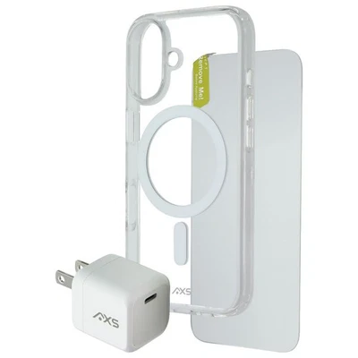 AXS Starter Kit (Funda MagSafe Transparente + Cristal + Cargador USB-C de 30W) para iPhone 16 Foto 1 de 4