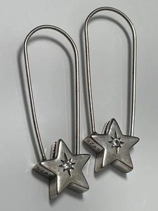 Sterling silver 925 and clear stone star droplet hoop celestial earrings hoops - Picture 1 of 17