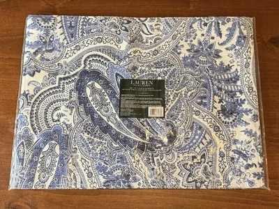RALPH LAUREN Laveen Paisley Indigo Blue Designer Cotton Place Mats Set NEW - Image 1 of 2