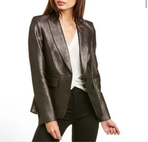 Veronica Beard Bronze Lame' Cutaway Dickey Jacket Blazer Size 2 NWT - Picture 1 of 9