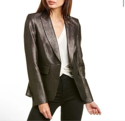 Veronica Beard Bronze Lame' Cutaway Dickey Jacket Blazer Size 2 NWT - Image 1 of 4