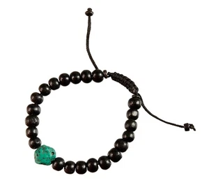 Mala bracelet tibétain bois et turquoise ajustable, fait main Népal # 2868 - Picture 1 of 3