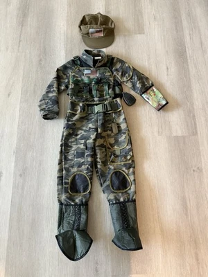 Military Special Forces Kid's Camouflage Costume & Accessories Sz 7-8 Halloween - Image 1 of 4
