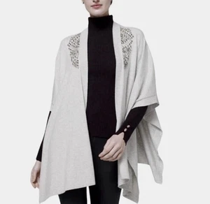 Poncho envolvente Ruana adornado con cristal del mercado negro de la Casa Blanca talla única  - Imagen 1 de 11