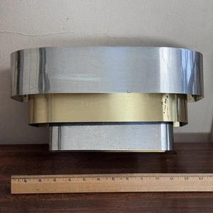 Vtg Progress Lighting Tiered Metal Wall Sconce Chrome Gold Mid Century Lamp A - Picture 1 of 10
