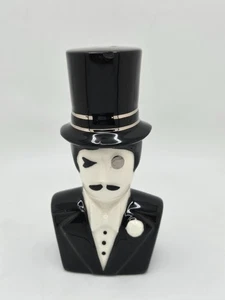 Vintage Fitz & Floyd Smoking Mann & Zylinder Hut Salz Pfefferstreuer schwarz Monokel-Design - Bild 1 von 13