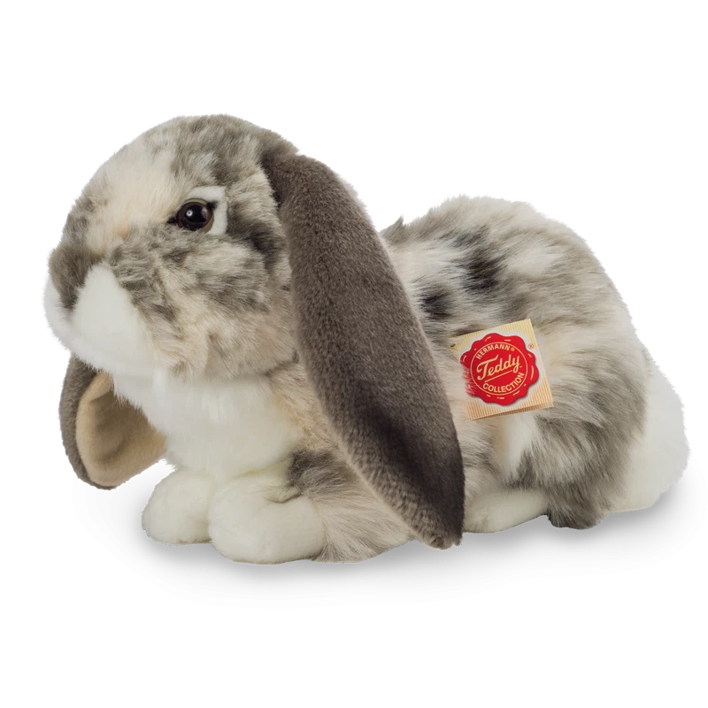 Teddy Hermann Kaninchen Plüschtier 30 cm Stofftier Widderkaninchen grau-weiß NEU - Bild 1 von 1
