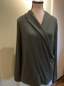 Lands' End Forest Green LS Knit Minimalist Top Gr. M (10-12) Cozy Style Classic - Bild 1 von 12