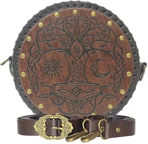 Kunstleder Renaissance Tasche für Damen, Wikinger geprägt Mittelalter Gürteltasche, 7,87" - Bild 1 von 10