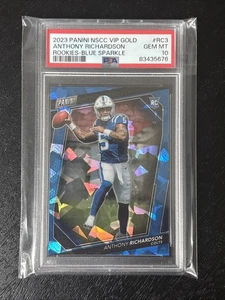 2023 Panini NSCC VIP Gold Anthony Richardson Blue Sparkle Prizm RC #/149 PSA 10 - Picture 1 of 2