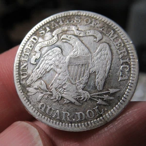 1891 Seated Liberty Quarter Silver Coin, US Liberty Seated, Cleaned, Detailed - Bild 1 von 7