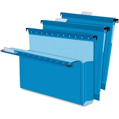 SureHook Reinforced Hanging Box File, 3", Letter, Blue, 1/5 Cut, 25/BX (59203) - Image 1 of 3