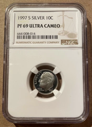 1997 S Silver Ten Cents NGC PF 69 Ultra Cameo -   Roosevelt Dime! Cover