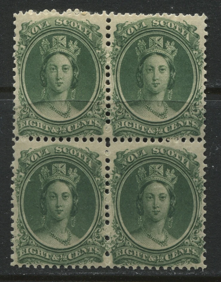 Nova Scotia QV 1860  8 1/ 2 cents mint o.g. hinged block of 4 - Image 1 of 1
