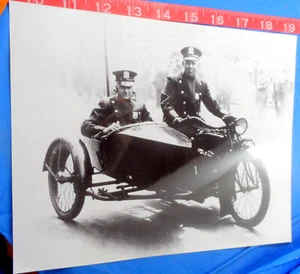 City of New York Police Photograph Motorcycle Sidecar 8" x 10" NYPD Black White - Picture 1 of 2