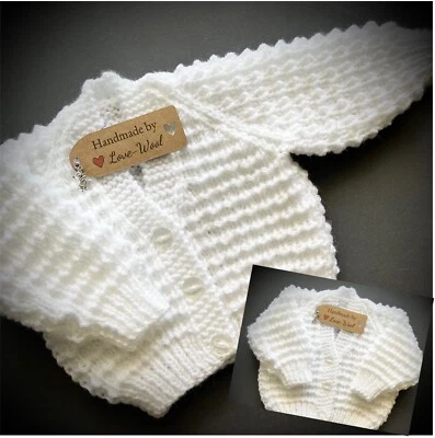 NEW Knitted Baby Cardigan 0-3 months White - Image 1 of 4