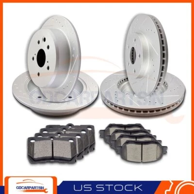 Front + Rear Brake Disc Rotors And Ceramic Pads Slotted For 2009-12 Lexus IS250 Foto 1 de 4