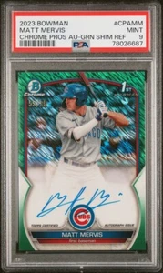 2023 Bowman Chrome Matt Mervis 1st Auto Green Shimmer Refractor /99 Marlins - Picture 1 of 3